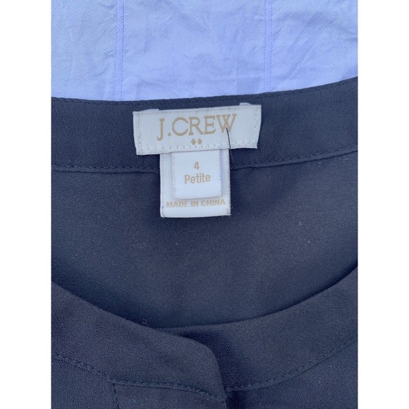 J. Crew Top Womens 4P Petite Black Sleeveless Blouse Casual 1/2 Button up - Picture 4 of 8